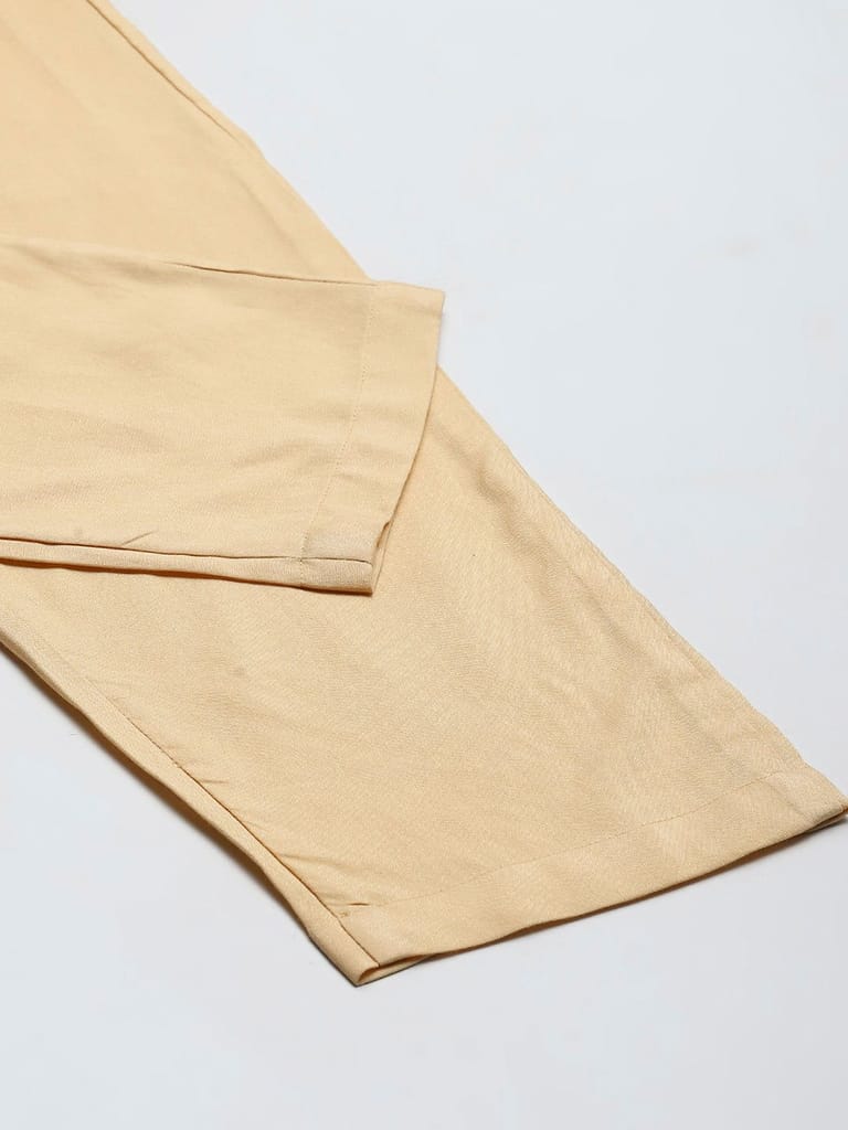 Rayon Solid Women's Pants - Beige view 2