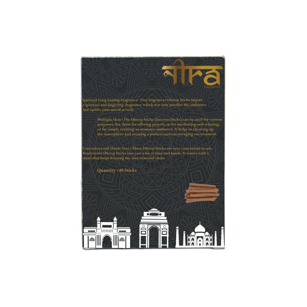 NIRA Fragrances Natural & Organic HavenLong Lasting Fragrance Cow Dung Dhoop Sticks for Pooja 40 Pices Bambooless charcoal free Incense Sticks for Ideal for Prayers Free Dhup Stick Stand view 2