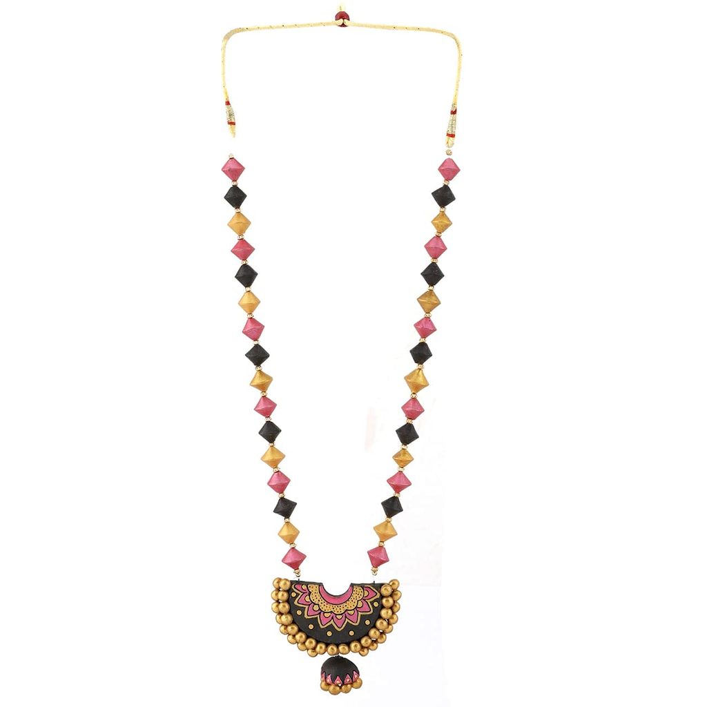 Le bijouxistic Ekam EK traditional temple design terracotta necklace set with earring combo(set of two necklaces) got women and girls for casual and formal wear view 2