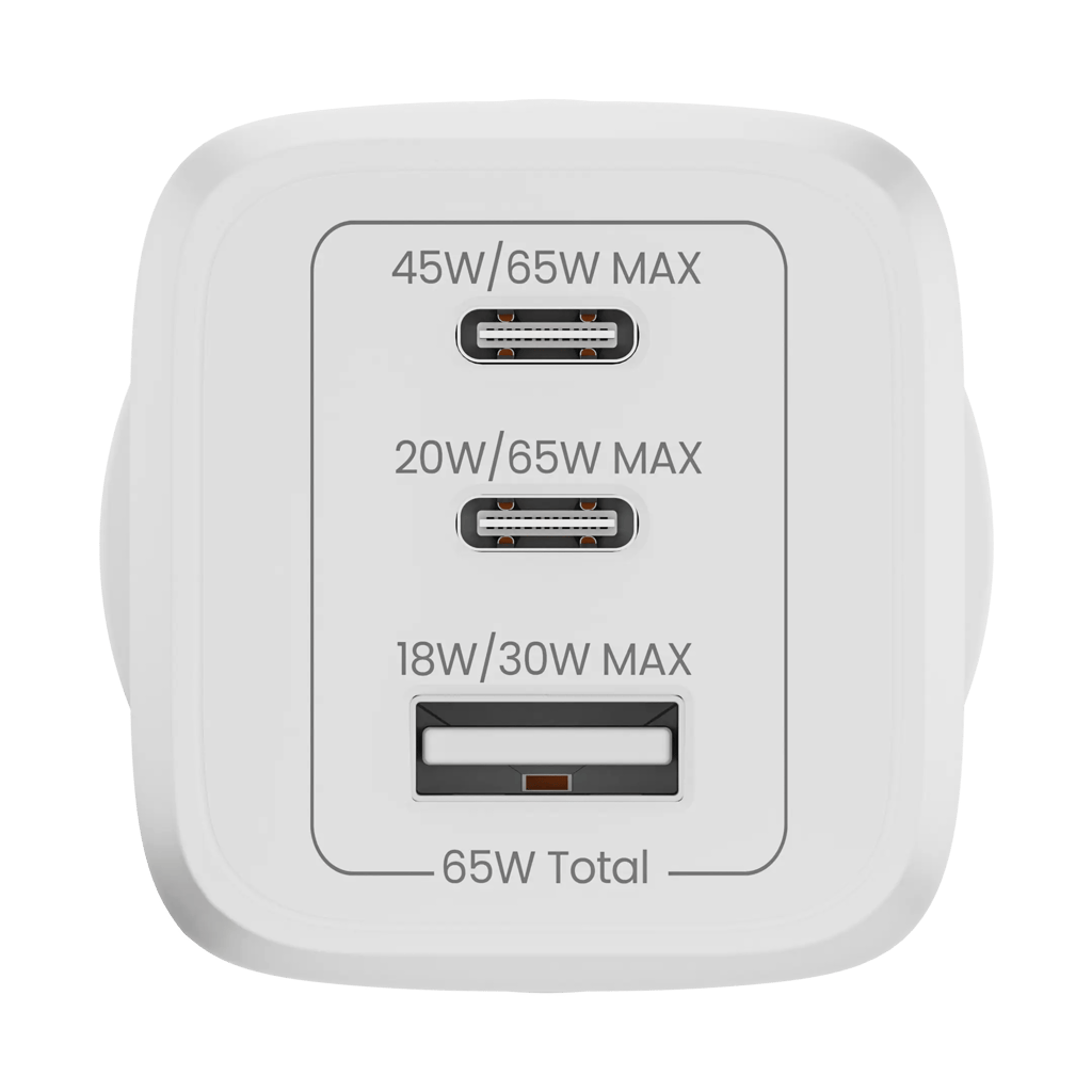 Hammer Gan Charger 65W 2 Type C & 1 USB Port Fast Charger view 2