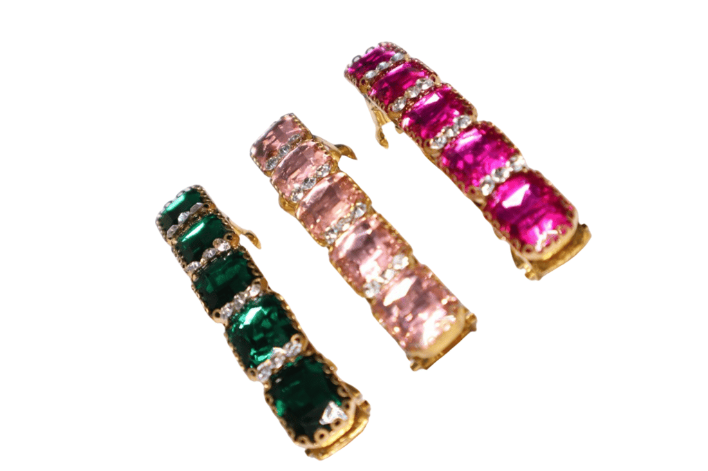 Elegant Rectangular Stone Hair Clips – Set of 3 view 2