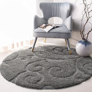GALLERY HOME Silky Smooth Anti-Skid Shaggy Round Carpet with 2 inch Thickness (6 x 6 Round, Charcoal M2) view 2