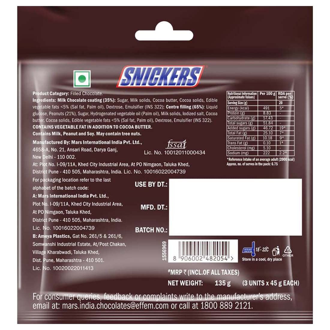Snickers Chocolate Value Pack 150 Gms view 2