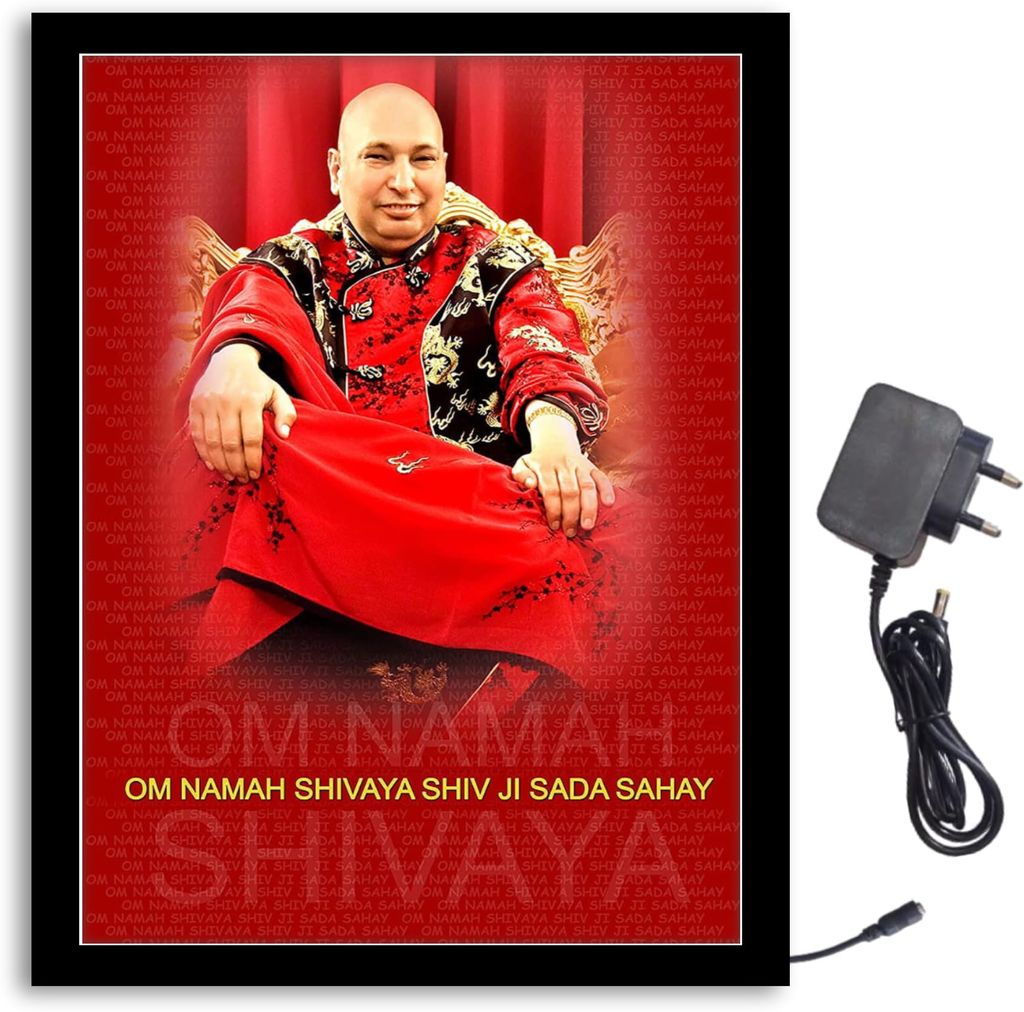 NOKKES Jai Guru Ji Bade Guru ji Sawroop Guru Ji Light Photo Frame 8X10 inch Led Light photo Frame With Light Adaptor Led Light Photo Frame Black Color Photo Frame_AQW229