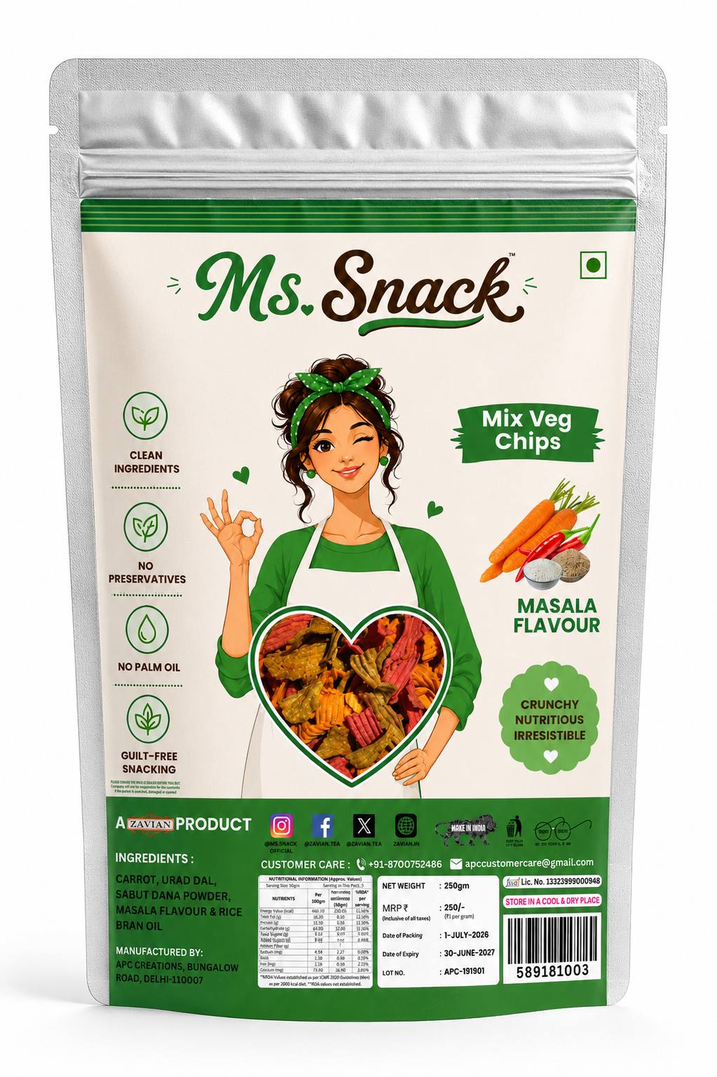 Ms. Snack Mix Veg Chips - 50g