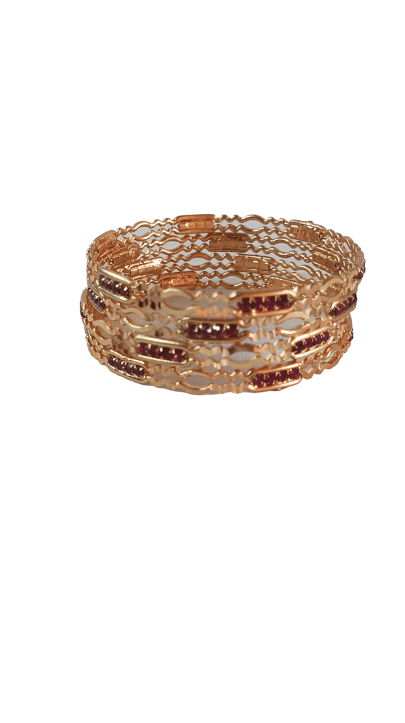 Gold Plated Ruby Bangle Set of 4 view 2