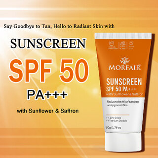 Morfair SPF 50 PA+++ Sunscreen with Sunflower & Saffron | Anti-Pigmentation, Anti-Sunspot, Broad-Spectrum Sun Protection 50gm view 2