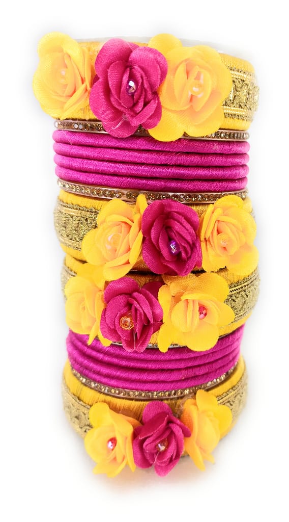 Haldi Ceremony Silk Thread Bangles set