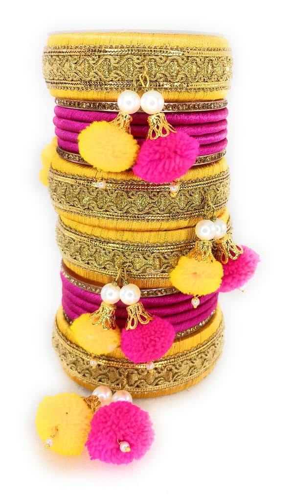 Haldi Ceremony Silk Thread Bangles set view 2