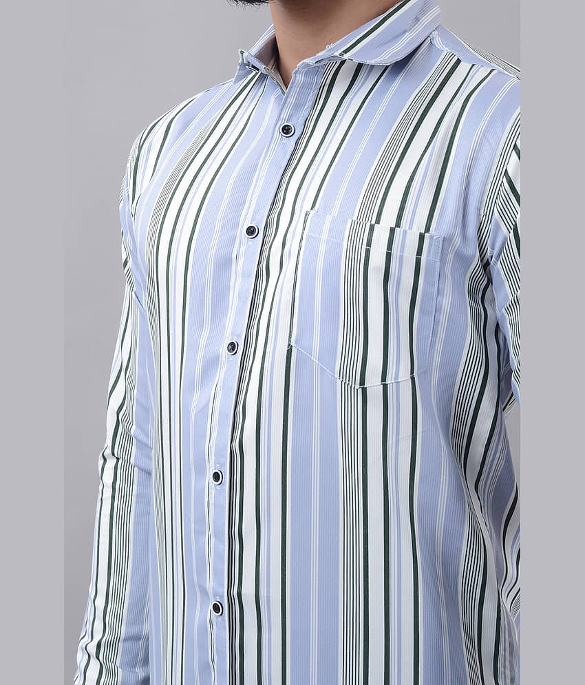 MOUDLIN Cotton Blend Slim Fit Striped Full Sleeves Men's Casual Shirt - Pink ( Pack of 1 ) view 2