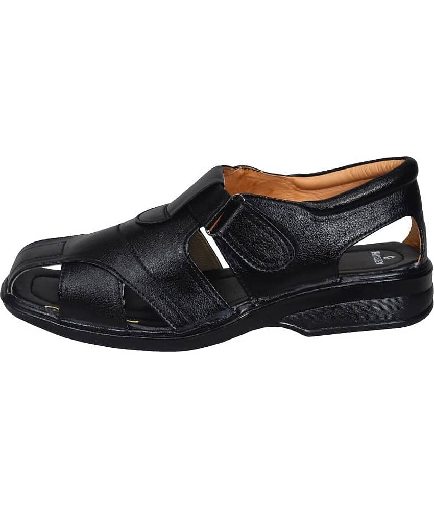 IndiForce Black Leather Sandals view 2