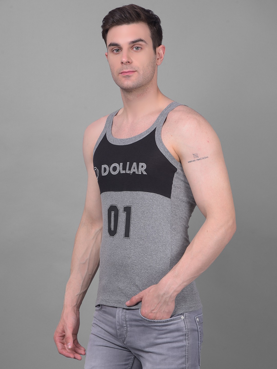 Men's Assorted Pack of 2 Solid Combed Cotton Racerback Styled Gym Vest view 2