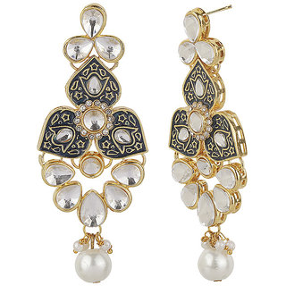 Triple Triangle Traditional Enamle Earrings Golden Black Alloy Copper Material Earrings for Women's Fashion Jewelry view 2