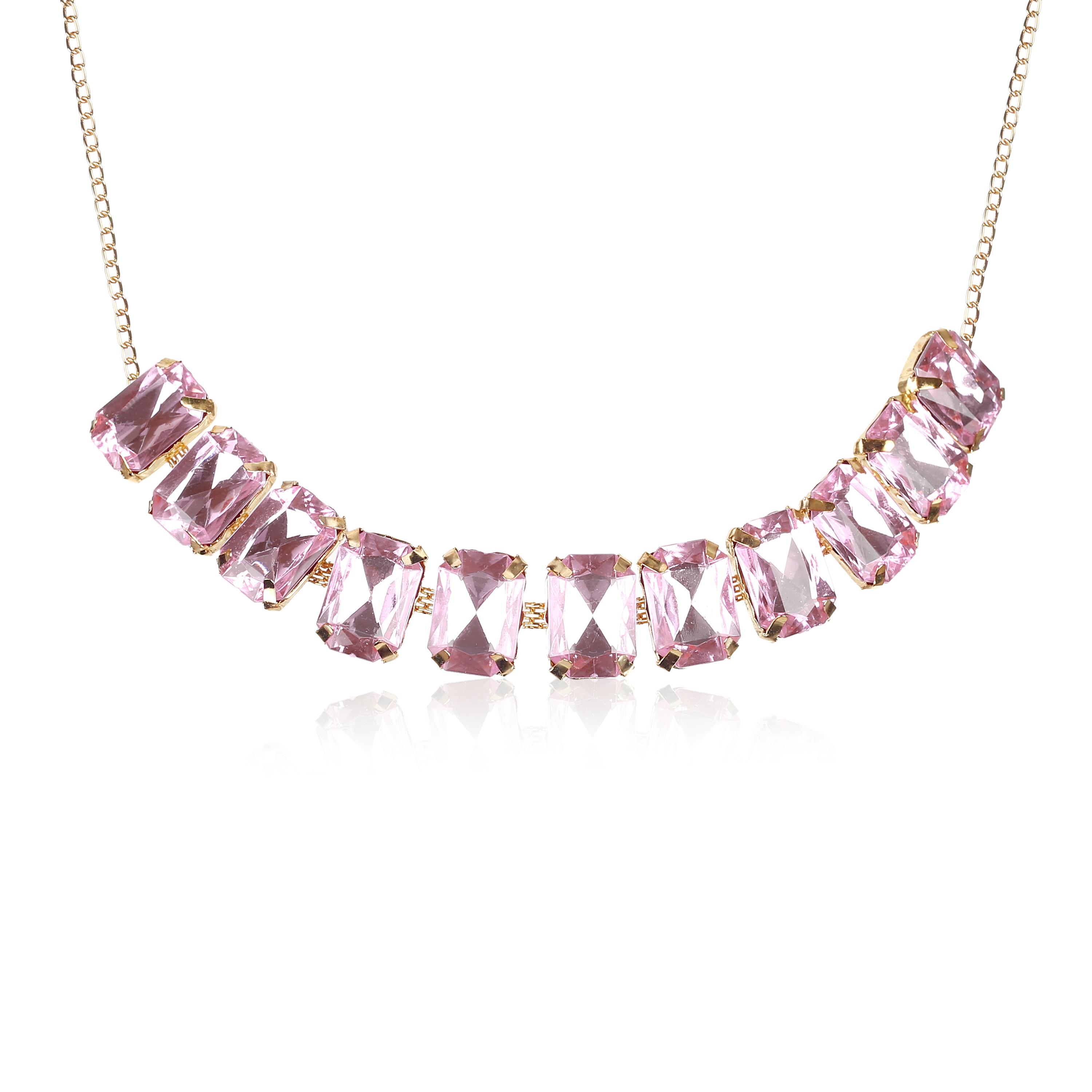 Trendy Crystal Stones Necklace Set with Earrings and Bracelet Combo for women and Girls view 2