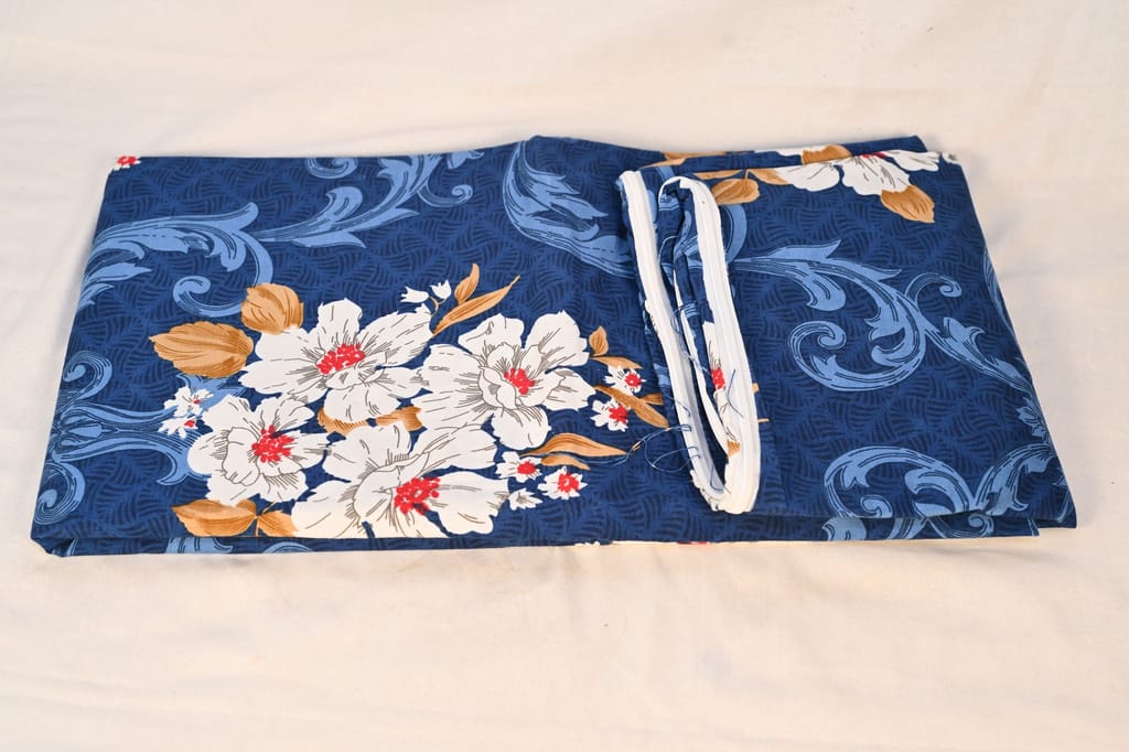 Blue Floral Cotton Fabric by the Yard view 2