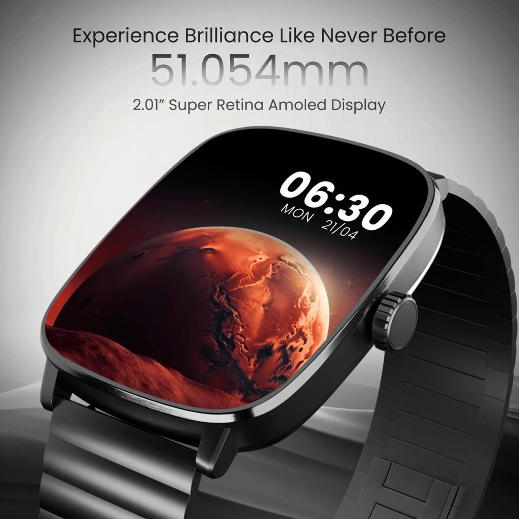 CELLECOR M10 PRO Vision 2.01" Super-Retina Amoled Display | 1200 NITS | AOD | BT-Calling | AI Voice | 60Hz Refresh Rate | IP68 | Rotating Crown | SmartWatch view 2