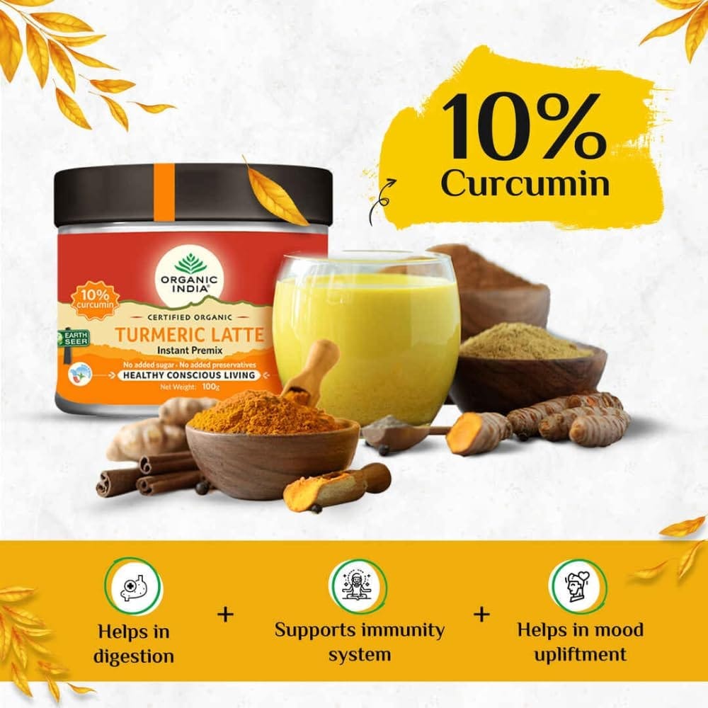 ORGANIC INDIA Turmeric Latte 100 gm (Instant Premix) view 2