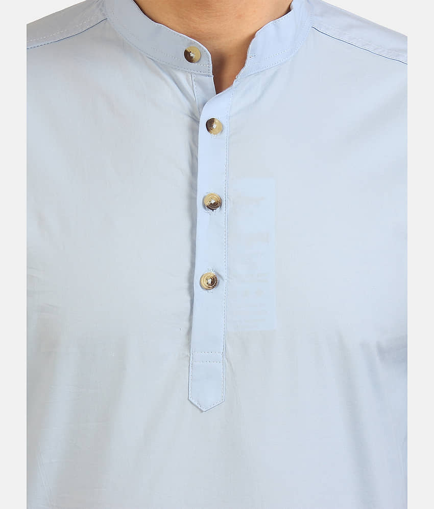 Life Roads - Sky Blue Cotton Men's Shirt Style Kurta ( Pack of 1 ) view 2