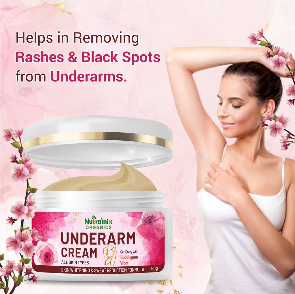 Nutrainix Organics Underarm Cream - Underarm Brightening Cream, Dark Spot Corrector + Soothing Hydration for Silky, Confident Skin - 50g view 2