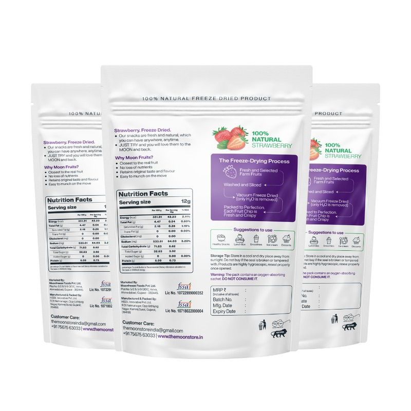 Moon Freeze Dried Strawberry Chips, 12 gm - Pack of 3 view 2