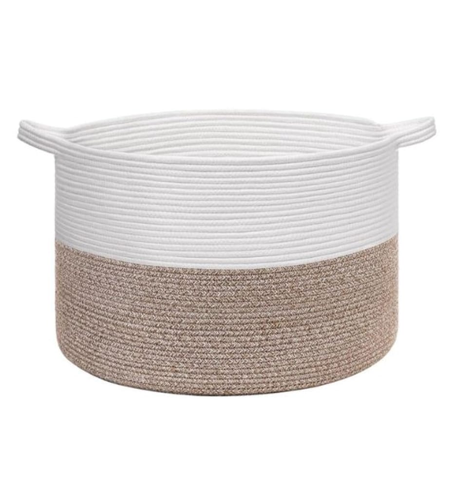 Generic Cotton Pack Of_1 16x14 Inch Storage Basket For Clothes With Out Lid (Kidi-White)-PID66442 view 2