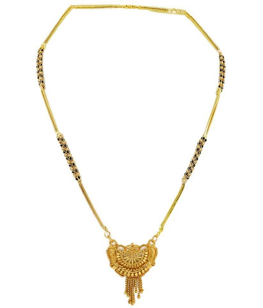 shankhraj mall gold plated black bead long mangalsutra for women-10042 view 2