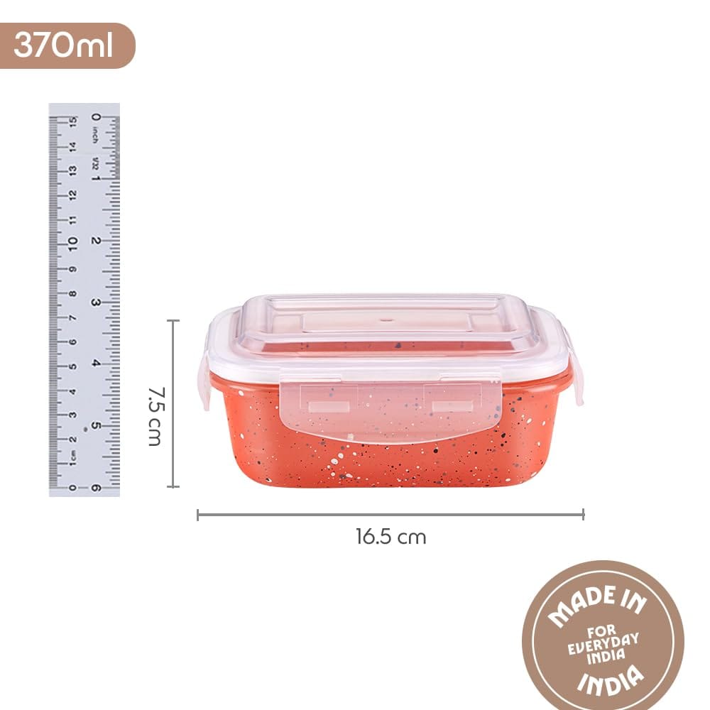Borosil 370 ml Kube Pink Food Storage Container with Air Tight Lid | Rectangle Shape Borosilicate Glass Organiser | Microwave & Dishwasher Safe | For Fridge, Kitchen Storage view 2