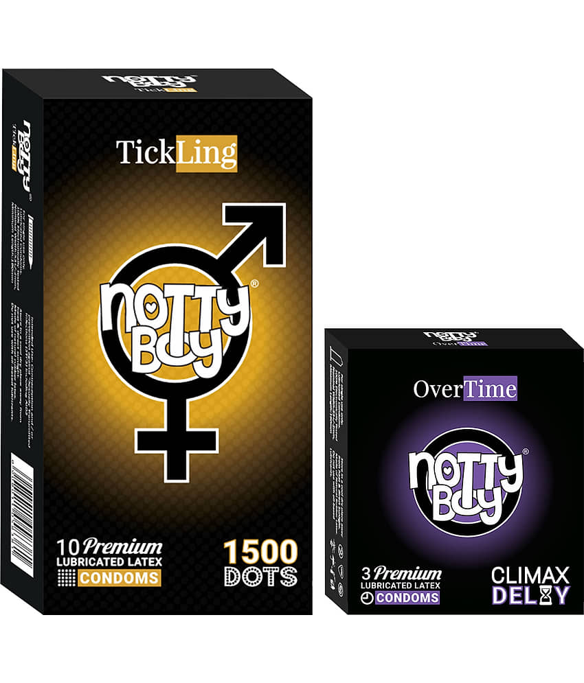 NottyBoy Extra Dotted 1500 Dots and Extra Delay Long Lasting Condoms- (Set of 2, 13 Pieces)