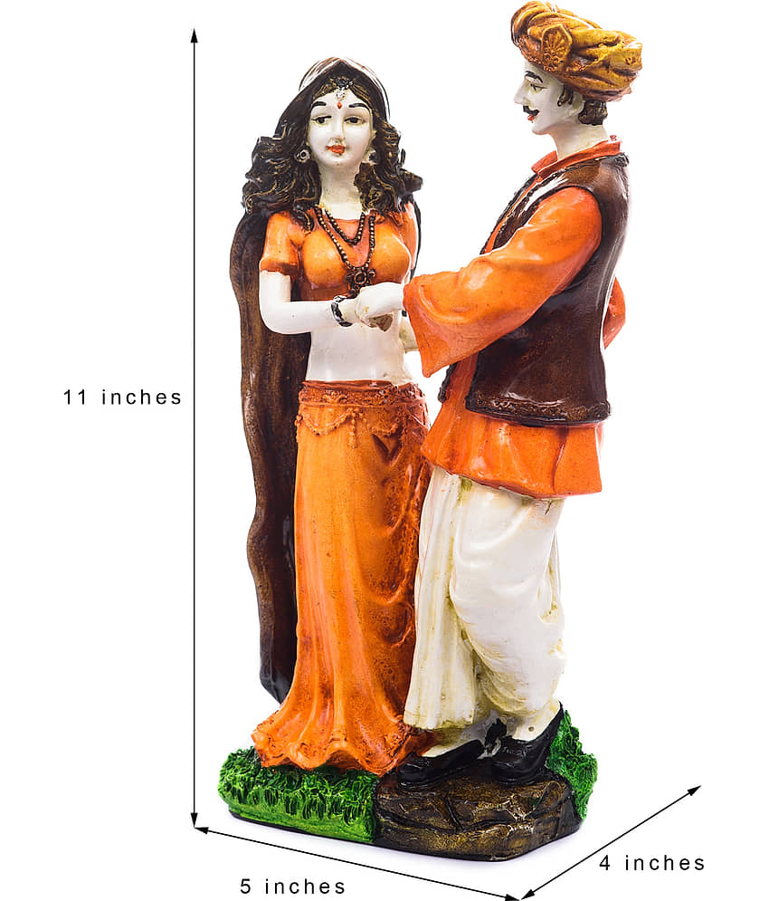 eCraftIndia Handicraft Showpiece Home Decor Rajasthani Man and Women Statue Decorative Gift view 2