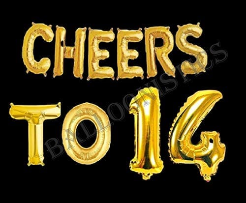 Balloonistics Cheers to Fourteen Foil Balloon Combo Number 14 Foil Balloon for Birthday and Anniversary view 2