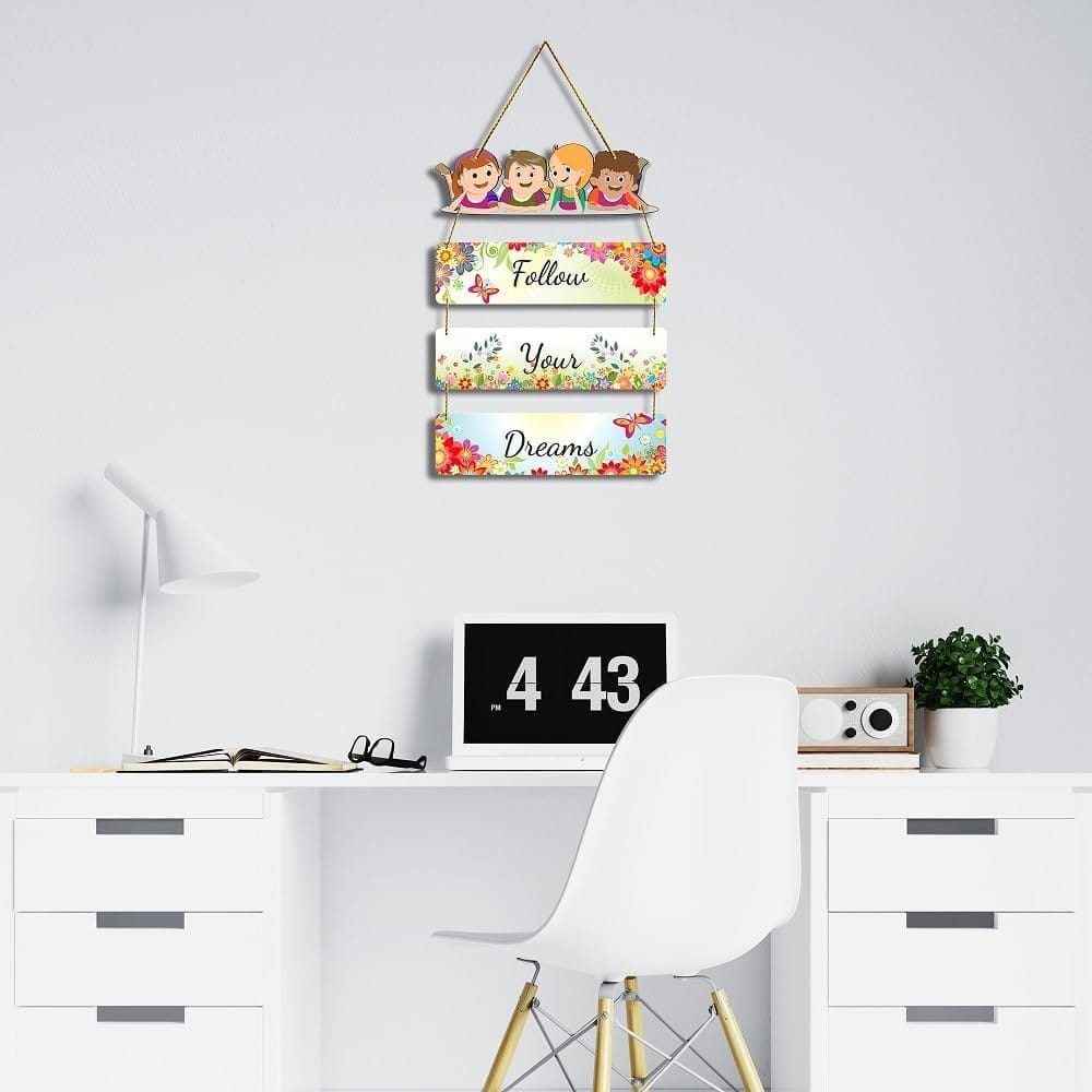 Charmor Follow Your Dream Decorative Wall Hanger for Living Room | Bedroom | Gift | Home Decoration | Wooden Design Item (WH3304) view 2