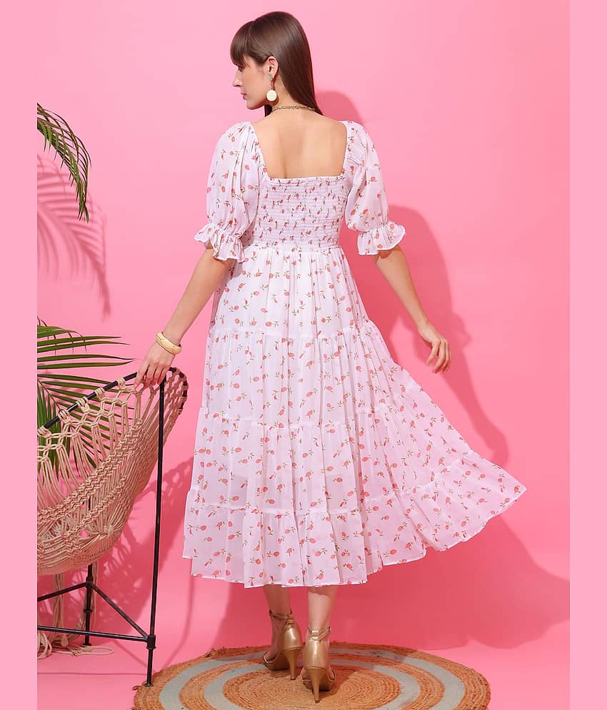 Sheetal associates Women Georgette Printed Fit & Flare Dress ( Pink ) view 2
