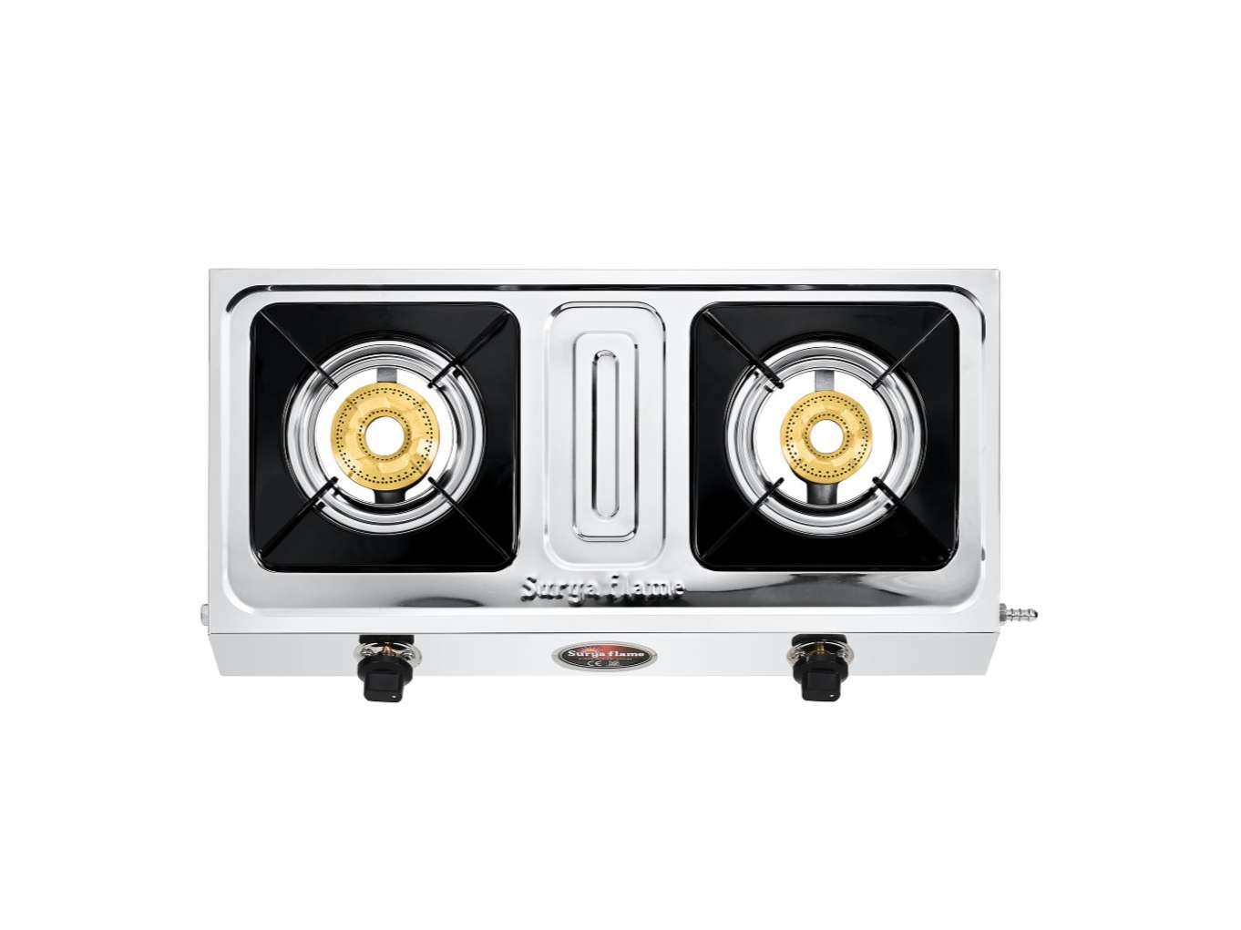 Surya Flame Amaze Gas Stove 2 Burners Steel, Brass Burner, 2 Burner Gas Stove, Stove 2 Burner with Stainless Steel Body with BIS Certified & Doorstep 2 Years Warranty view 2