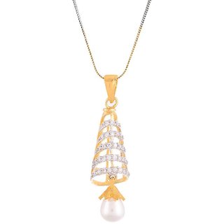 Hetprit Shimmering Brass Gold Plated Pendent Set For Woman view 2
