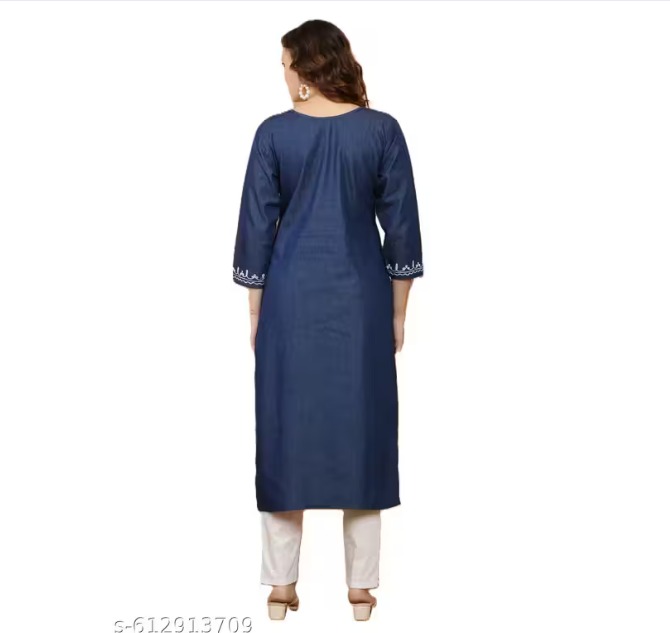 Stylish Denim Embroidered Premium Kurti view 2