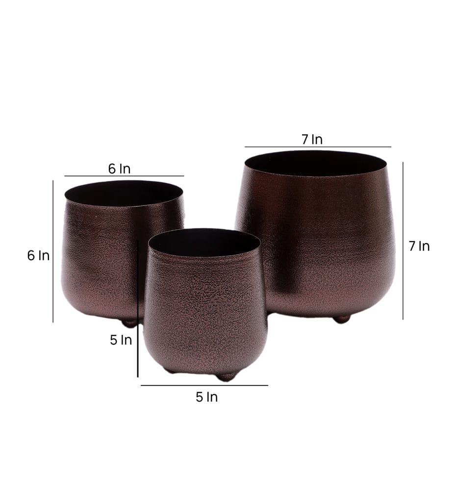 Copper Hammerd Bowl Planter Set of 3 view 2