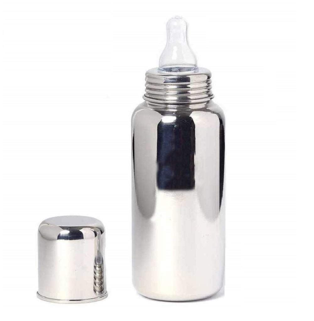 304 Stainless Steel Baby Feeding Bottle – 250 ml – Anti-Colic Silicone Nipple – Leak-Proof