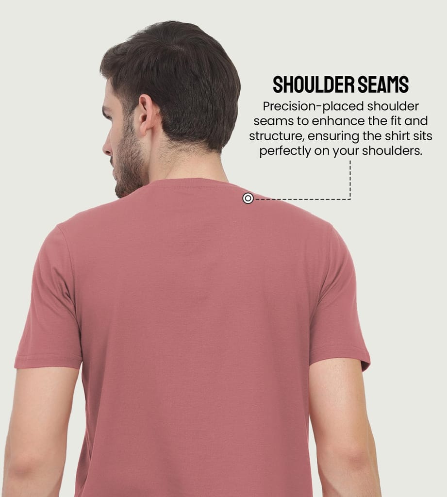 Freecultr Truly Classic Organic Men's Cotton T-Shirt | Solid Round Neck Half Sleeve | Plain Stylish t Shirts | Regular Fit | Casual T Shirt for Man Pack of 1-Dusty Pink view 2