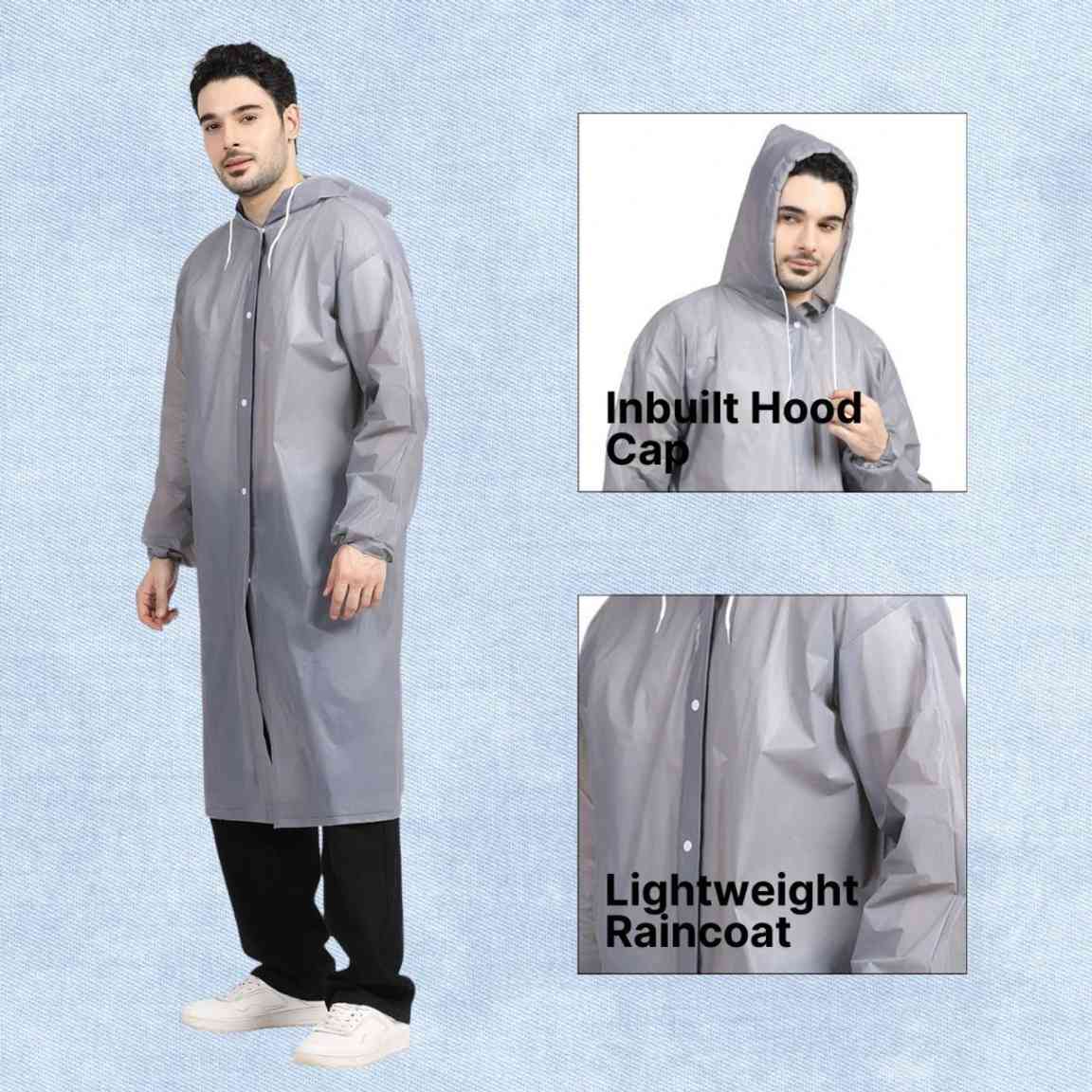 Unisex Ash Grey Premium Raincoat view 2