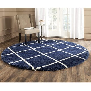 GALLERY HOME Silky Smooth Anti-Skid Shaggy Round Carpet with 2 inch Thickness (6 x 6 Round, Blue T3)