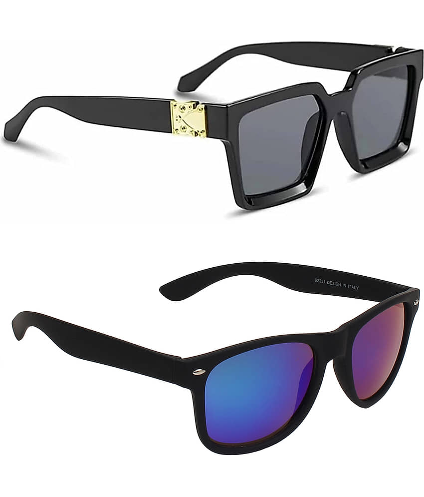 Kanny Devis - Black Rectangular Sunglasses ( Pack of 2 ) view 2