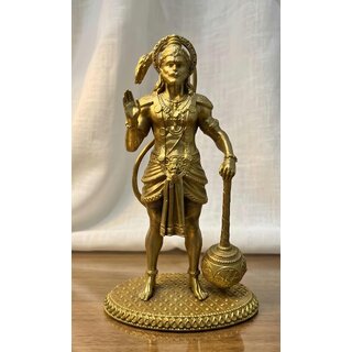 Brass Hanuman Ji Idol for Home Altar | Bajrangbali Murti with gada - 5 inch height