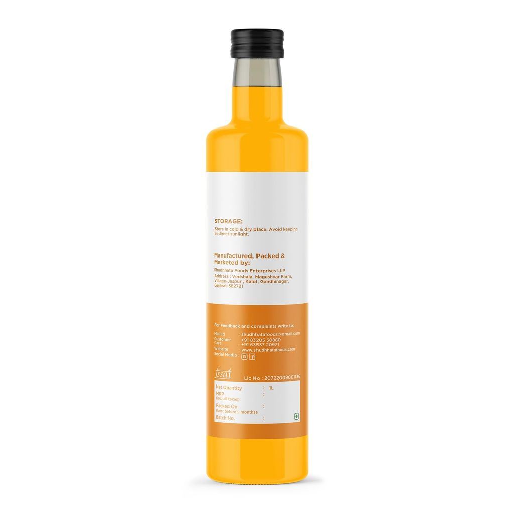 Shudhaata Yellow Mustard Oil (1L) - Cold-Pressed Sarso Oil, Rich in Nutrients, Vitamins, and Minerals view 2