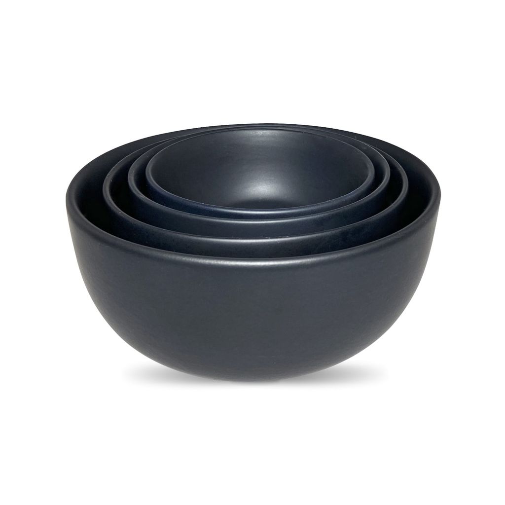 Ceramic Dining Chic Matte Black Ceramic Serving Bowls Set of 4 view 2