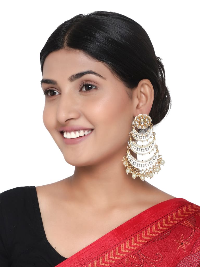 Cardinal Gold Plated Gold Color Stone Brass Earrings Set view 2