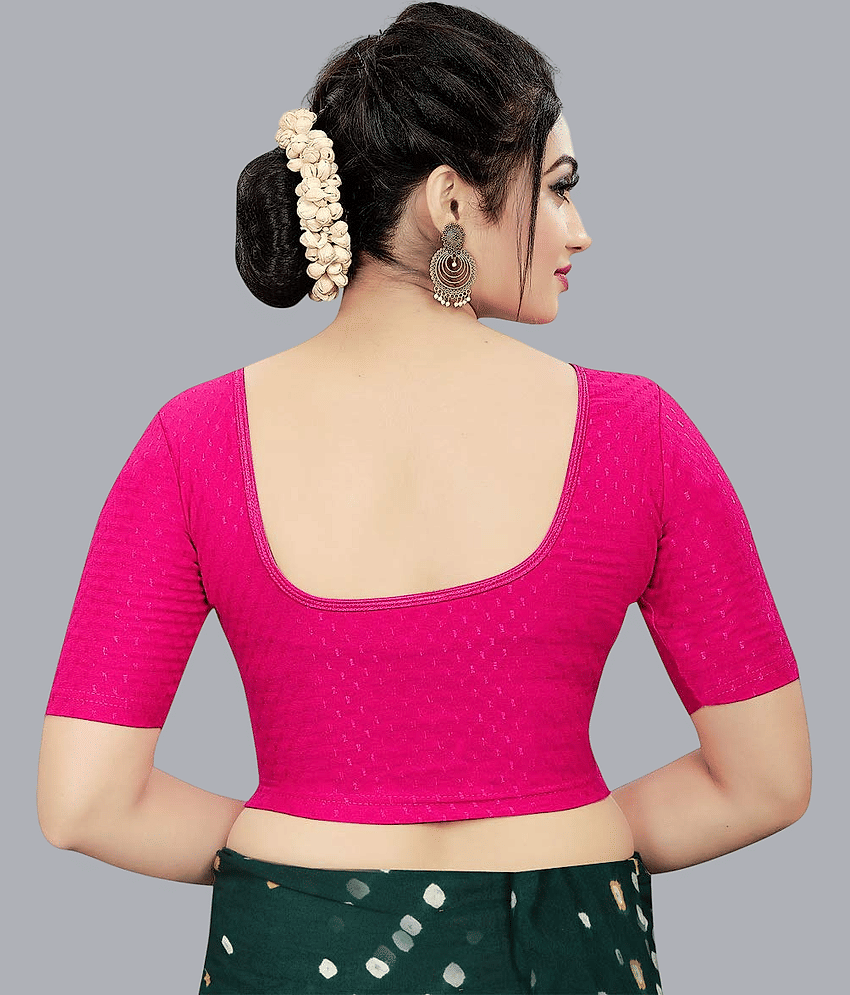 Bulbul Pink Readymade without Pad Lycra Women's Blouse ( Pack of 1 ) view 2