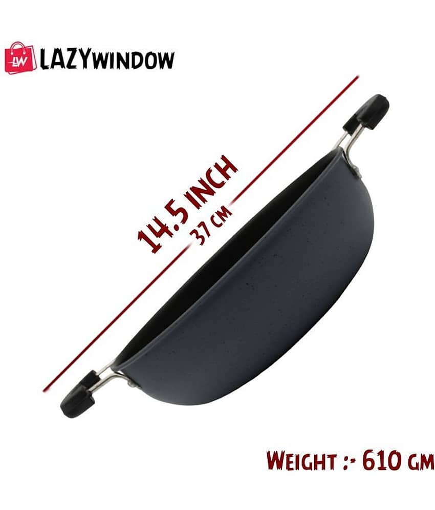 LAZYWINDOW Nonstick Kadhai Grey Hard Anodised Non-Stick ( Set of 1 ) view 2