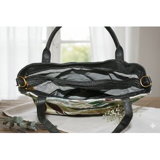 Elegant Floral Fabric Handbag with Detachable Sling Strap view 2