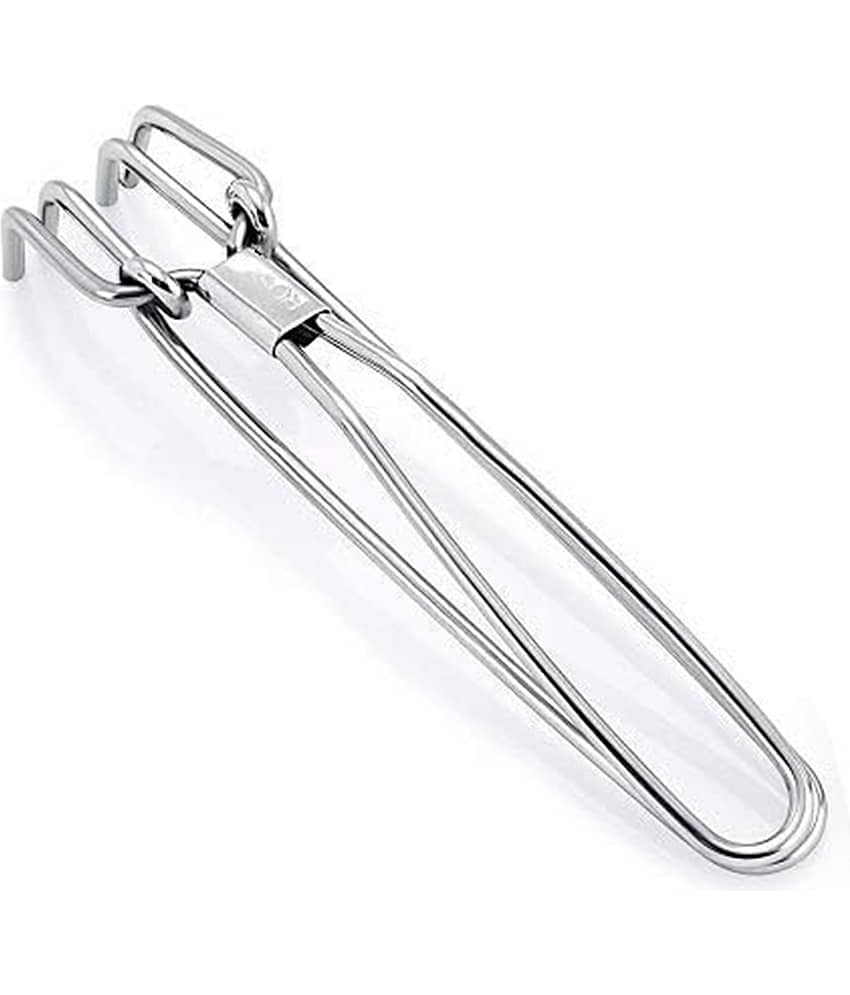 Stainless Steel Kitchen Combo - Heavy Duty Wire Tong/Gripper (Pakad) and Fine Mesh Tea Strainer – 2 Piece Set view 2