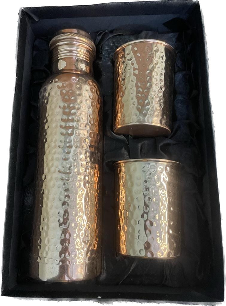Hammered Copper Bottle and Glass Set view 2